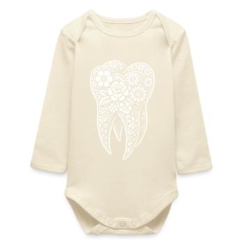 Flowery tooth - Baby Organic Long-Sleeved Bodysuit - soft Ecru - Front