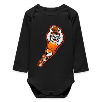 Mascotte du touchdown de football des Bulldogs - Body bébé manches longues biologique - noir - Devant