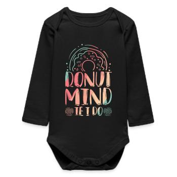 Donut fast food - Baby Organic Long-Sleeved Bodysuit - black - Front