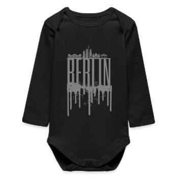 Berlin Skyline Drop Design - Baby Organic Long-Sleeved Bodysuit - black - Front