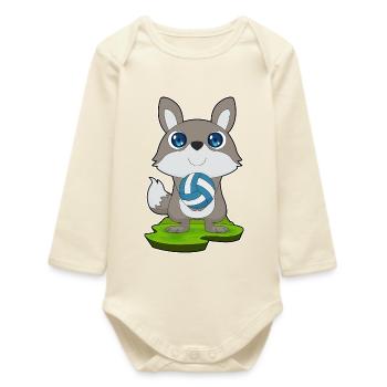 Dog Volleyball Player Volleyball Sports - Baby Organic Long-Sleeved Bodysuit - soft Ecru - Front