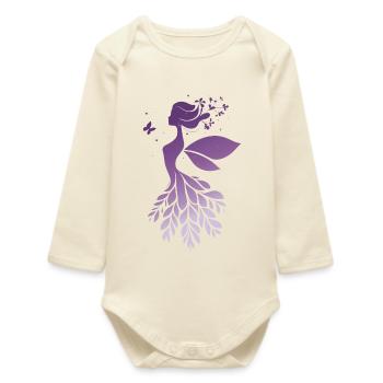 Fairy Tale Fairy Silhouette Purple Nature Design - Baby Organic Long-Sleeved Bodysuit - soft Ecru - Front