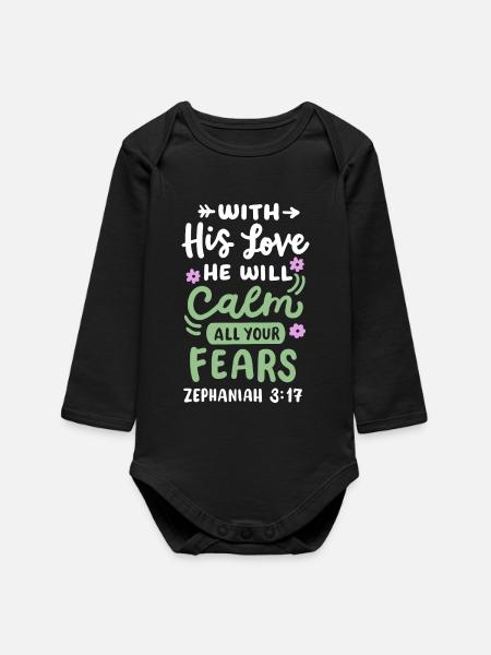 Christlicher Bibelvers - Baby Organic Langarmbody - Schwarz