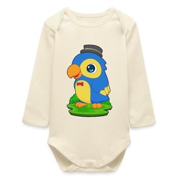 Parrot Gentleman Bow Tie - Baby Organic Long-Sleeved Bodysuit - soft Ecru - Front