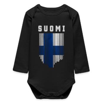Flag of Finland, Finnish pride - Baby Organic Long-Sleeved Bodysuit - black - Front