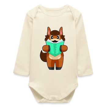 Horse Book - Baby Organic Long-Sleeved Bodysuit - soft Ecru - Front