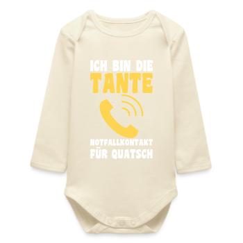 Tante motif familial - Body bébé manches longues biologique - écru doux - Devant