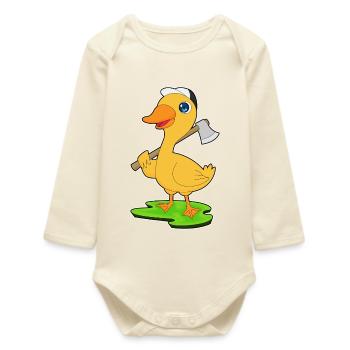 Ente Holzfäller Axt Wald - Baby Organic Langarmbody - Natur - Vorne