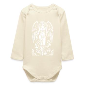 Lilith Gefallener Engel mit fließenden Roben und Schlange - Baby Organic Langarmbody - Natur - Vorne