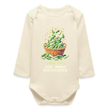 Trop de courgettes | Récolte et mise en conserve - Body bébé manches longues biologique - écru doux - Devant