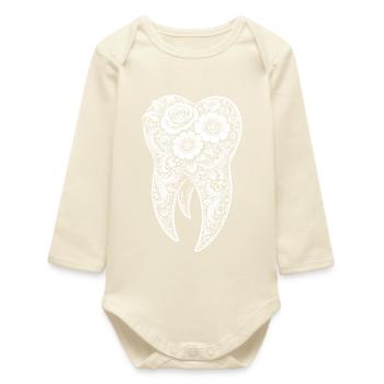 Conception d’ornement en fleurs de dents - Body bébé manches longues biologique - écru doux - Devant