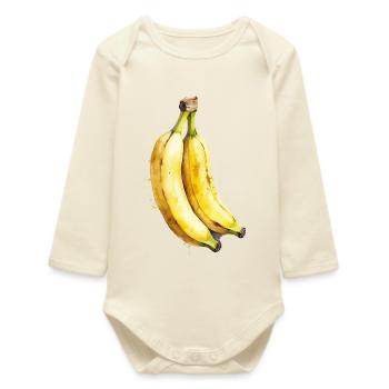 Aquarelle bananier - Body bébé manches longues biologique - écru doux - Devant
