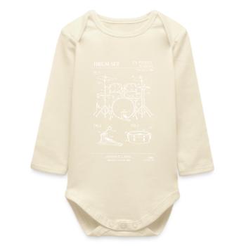 Drum Kit Blueprint - Baby Organic Long-Sleeved Bodysuit - soft Ecru - Front