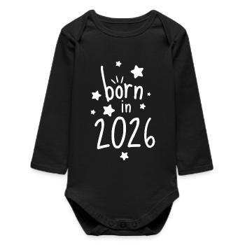 Geboren 2026 Baby - Baby Organic Langarmbody - Schwarz - Vorne