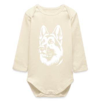 Berger allemand silhouette blanche de la tête - Body bébé manches longues biologique - écru doux - Devant