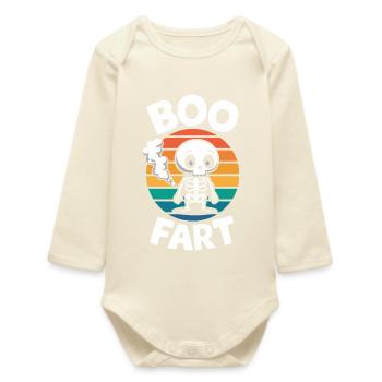 Farting Skeleton – Funny Halloween - Baby Organic Long-Sleeved Bodysuit - soft Ecru - Front