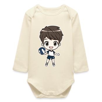 Petit joueur de volley-ball garçon - Body bébé manches longues biologique - écru doux - Devant