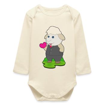 Sheep Groom Suit Wedding - Baby Organic Long-Sleeved Bodysuit - soft Ecru - Front