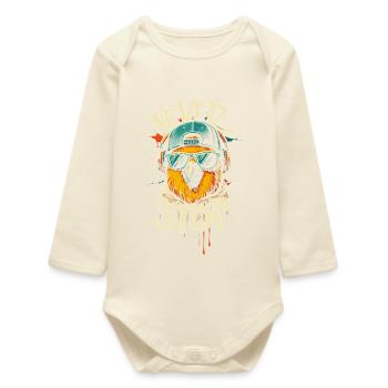 Illustration de perroquet cool - Body bébé manches longues biologique - écru doux - Devant