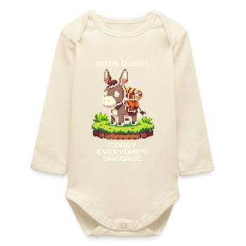 Donkey Quest: Carrying Ballast - Baby Organic Long-Sleeved Bodysuit - soft Ecru - Front