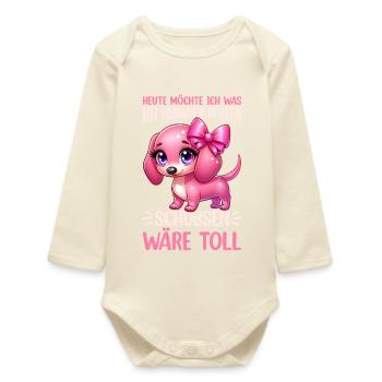 Today I want to do something with people Push - Baby Organic Long-Sleeved Bodysuit - soft Ecru - Front