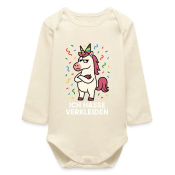 Carnival Muffle Costume Funny Unicorn Dress Up - Baby Organic Long-Sleeved Bodysuit - soft Ecru - Front