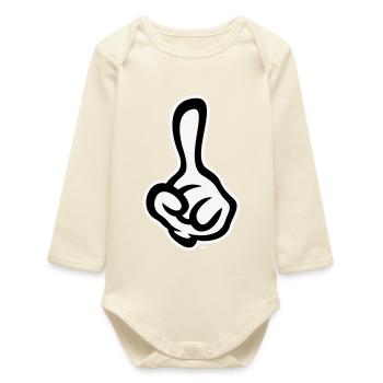 Index levé (doigt / main gauche NEG2C) - Body bébé manches longues biologique - écru doux - Devant