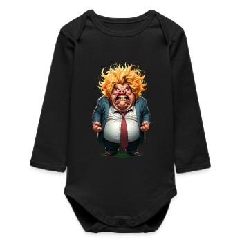 Angry Citizen Caricature - Baby Organic Long-Sleeved Bodysuit - black - Front