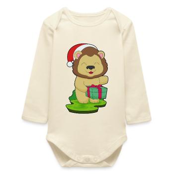 Lion Christmas Package - Baby Organic Long-Sleeved Bodysuit - soft Ecru - Front
