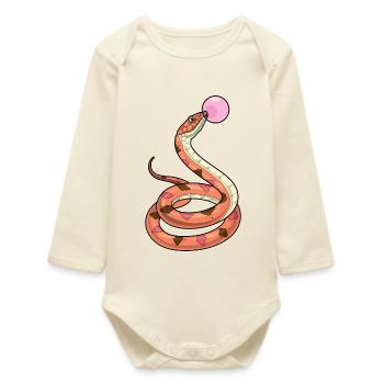 Chewing-gum serpent - Body bébé manches longues biologique - écru doux - Devant