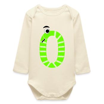 Numéro Zéro 0 Anniversaire Enfant Serpent - Body bébé manches longues biologique - écru doux - Devant