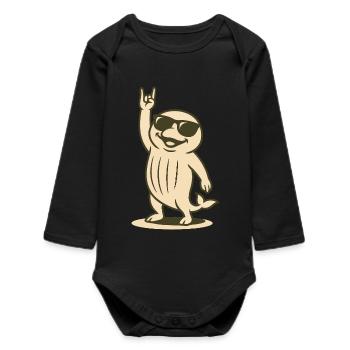 Rocker Whale Baby - Baby Organic Long-Sleeved Bodysuit - black - Front