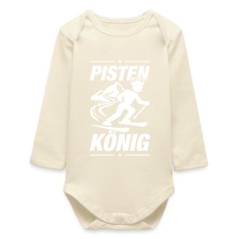 Slopes King Ski Funny - Baby Organic Long-Sleeved Bodysuit - soft Ecru - Front