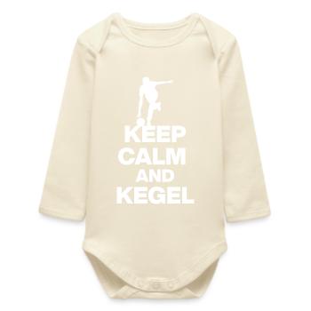 KEEP CALM AND KEGEL, KEGELN, ALLE 9 POWER! PUDEL - Baby Organic Langarmbody - Natur - Vorne
