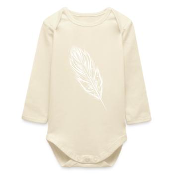 White feather - Baby Organic Long-Sleeved Bodysuit - soft Ecru - Front