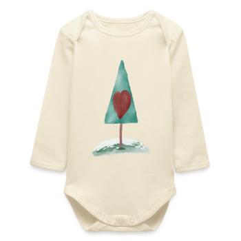 Illustration à l’aquarelle d’arbre coeur - Body bébé manches longues biologique - écru doux - Devant