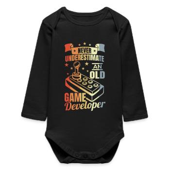 Grand-père développeur de jeux - Body bébé manches longues biologique - noir - Devant
