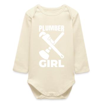 Plombier - Body bébé manches longues biologique - écru doux - Devant