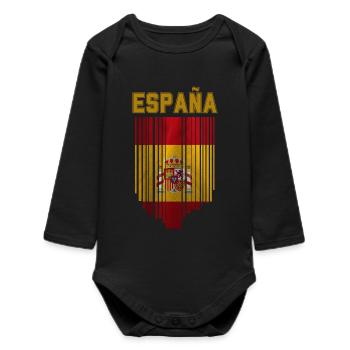 Drapeau de l’Espagne, fierté espagnole - Body bébé manches longues biologique - noir - Devant