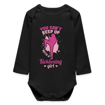 You Can't Keep Up With A Kickboxing Girl - Baby Organic Long-Sleeved Bodysuit - black - Front