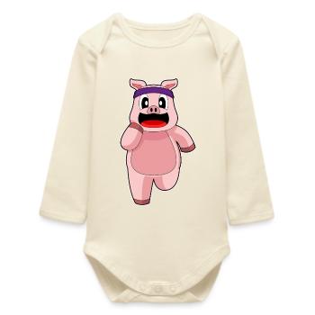Cochon Jogger Jogging Sport - Body bébé manches longues biologique - écru doux - Devant