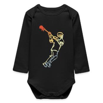 Lacrosse Player Retro - Baby Organic Long-Sleeved Bodysuit - black - Front