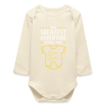Gender Reveal New Year - Baby Organic Long-Sleeved Bodysuit - soft Ecru - Front