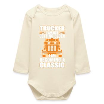 Truck Driver - Baby Organic Long-Sleeved Bodysuit - soft Ecru - Front