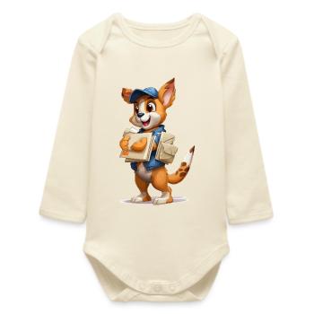Chiot facteur avec des lettres - Body bébé manches longues biologique - écru doux - Devant