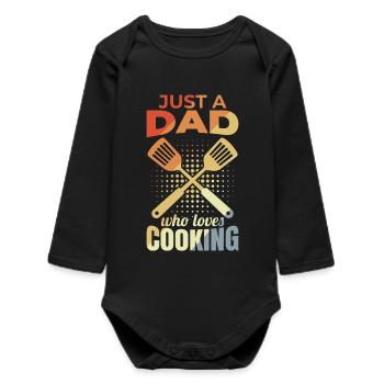 Father who loves to cook - Baby Organic Long-Sleeved Bodysuit - black - Front