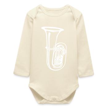 Tuba Sketch - Baby Organic Long-Sleeved Bodysuit - soft Ecru - Front