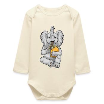 Elefant Pommes frites - Baby Organic Langarmbody - Natur - Vorne