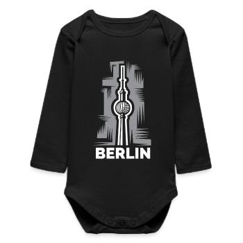 Tour de télévision de Berlin - Symbole de la ville comme logo - Body bébé manches longues biologique - noir - Devant