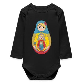 Traditional Russian Matryoshka Doll - Baby Organic Long-Sleeved Bodysuit - black - Front